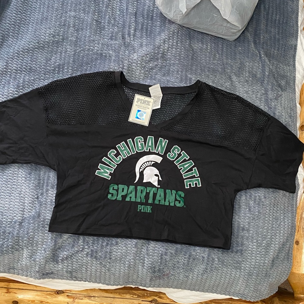 PINK Michigan State Cropped T-Shirt